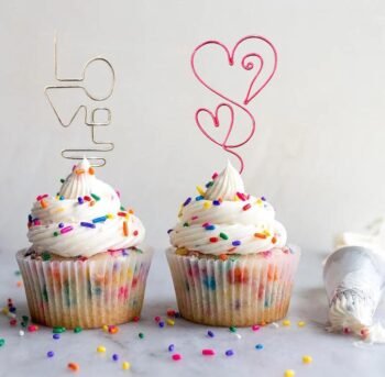 Cake Topper, Wire Topper, Heart Cupcake Topper, Wire Cupcake Topper, Wedding, Engagement, Valentines, Anniversary, Birthday, Baby Shower - Image 9